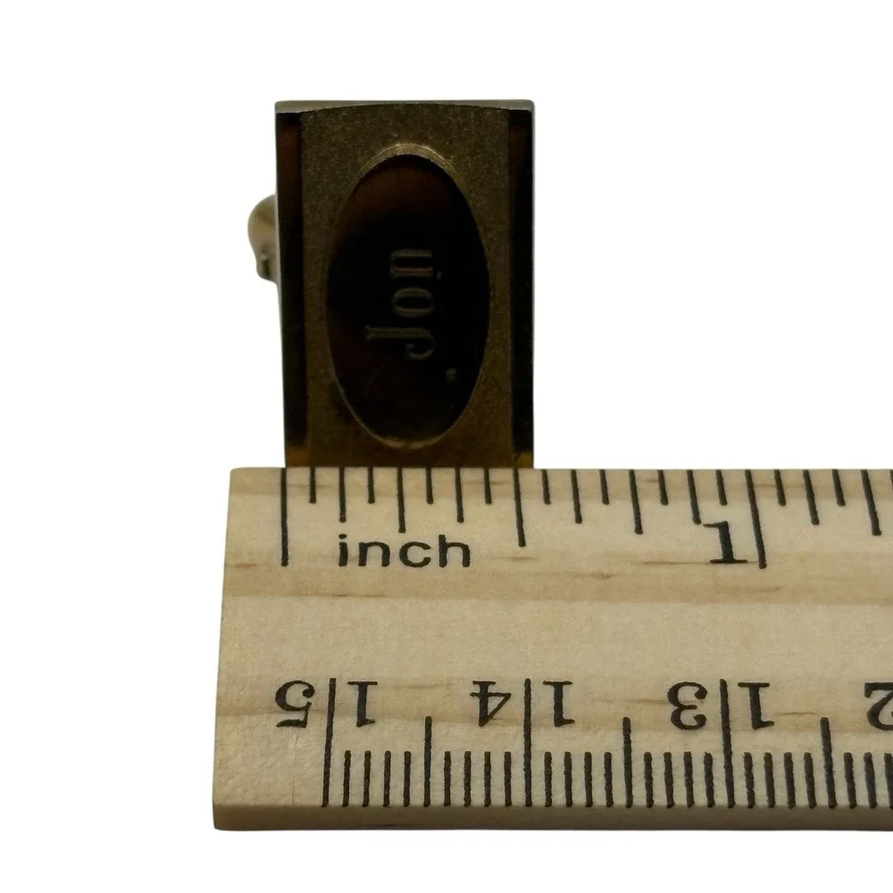 Jon Cuff Links Anson Monogram‎ Personalized Engraved Name Letter VTG Gold Tone